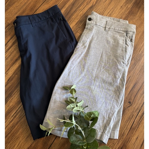 LOT OF 2 ❗️ Lululemon Mens 34 Navy Blue Gray Commission Shorts Chino 11" - Picture 1 of 9
